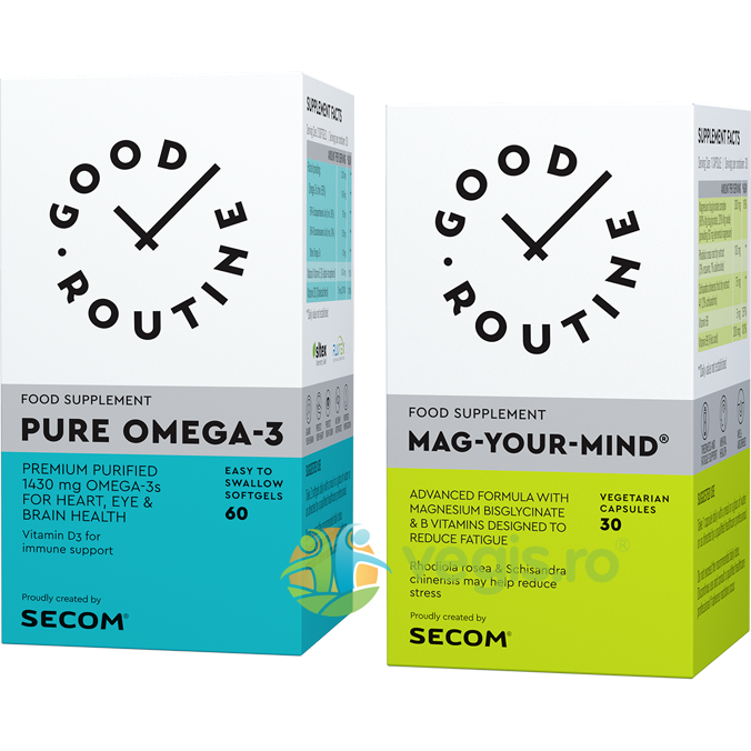 Oferte la Pachet Pure Omega-3 60cps moi + Mag Your Mind 30cps vegetale Secom,