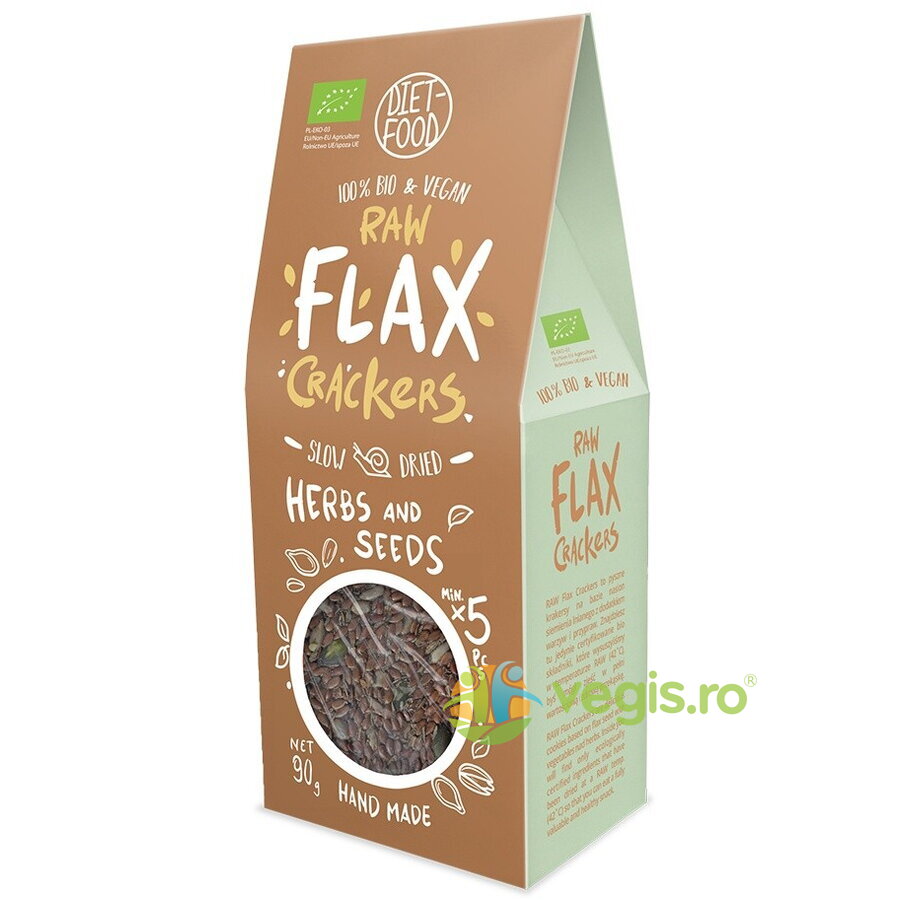 Oferte la Fursecuri din In cu Ierburi Aromatice si Seminte Raw Ecologice/Bio 90g