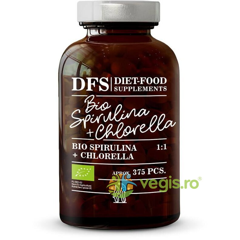 Oferte la Spirulina + Chlorella 400mg Ecologica/Bio 375cps