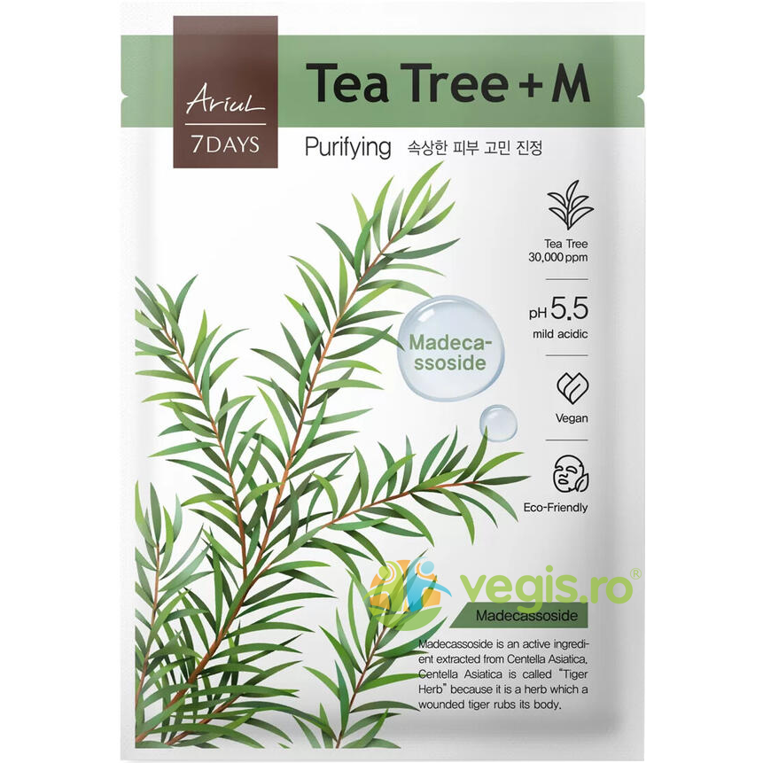 Oferte la Masca cu Arbore de Ceai Verde si Madecassoside pentru Purificarea Tenului 7Days Plus 23ml