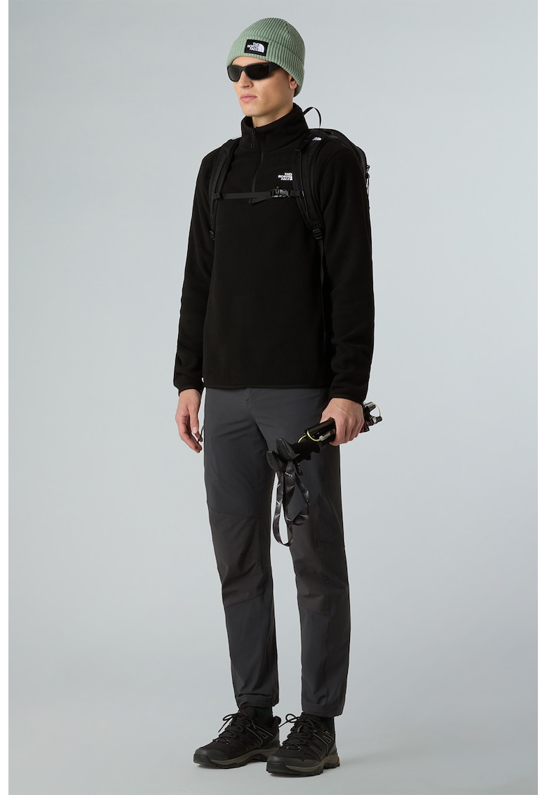 Hanorac din material fleece cu fenta scurta cu fermoar pentru trekking Glacier - Negru