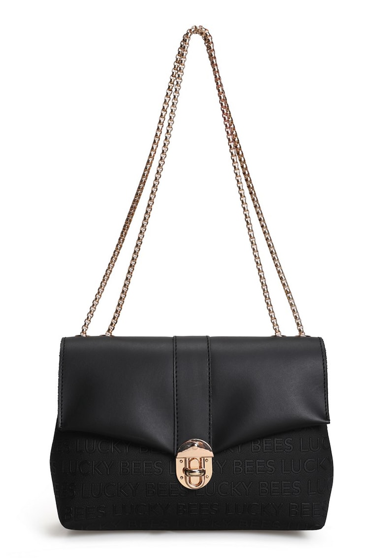 Oferte la Geanta din piele ecologica cu clapa - Negru - 20 x 20 x 12 cm