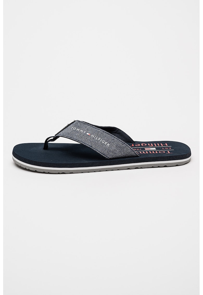Oferte la Papuci flip-flop din in cu logo - Alb/Bleumarin