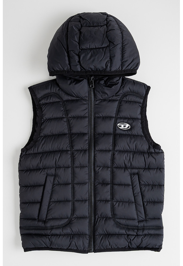 Oferte la Vesta matlasata din nailon cu gluga - Negru