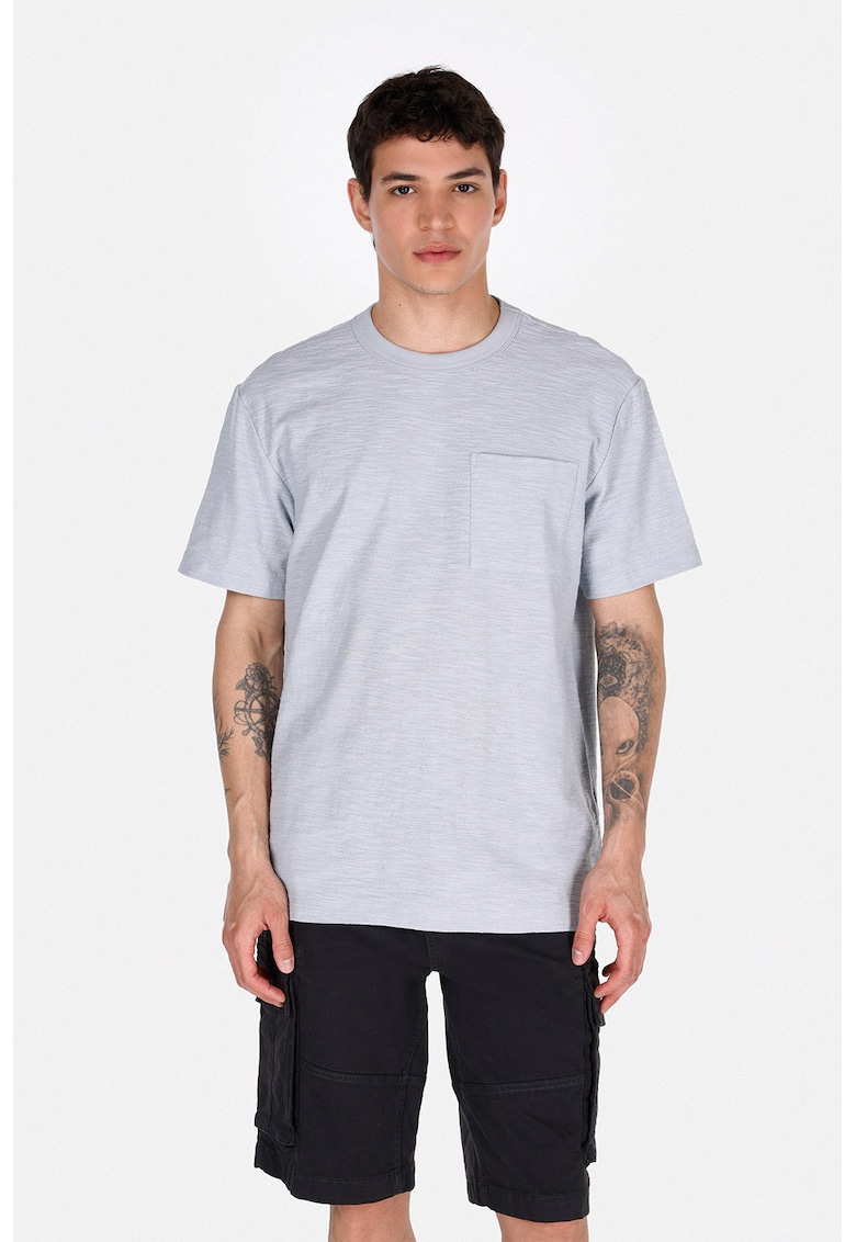 Oferte la Tricou uni cu buzunar pe piept - Gri melange