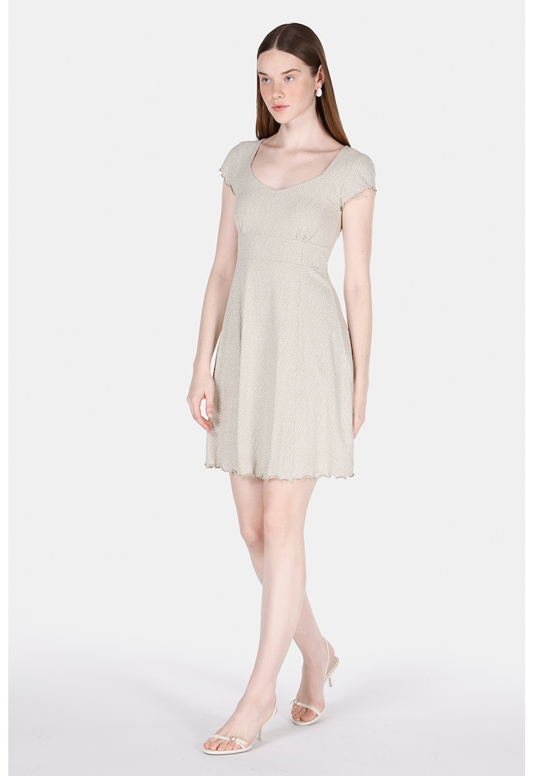Oferte la Rochie scurta cu terminatii valurite - Bej deschis