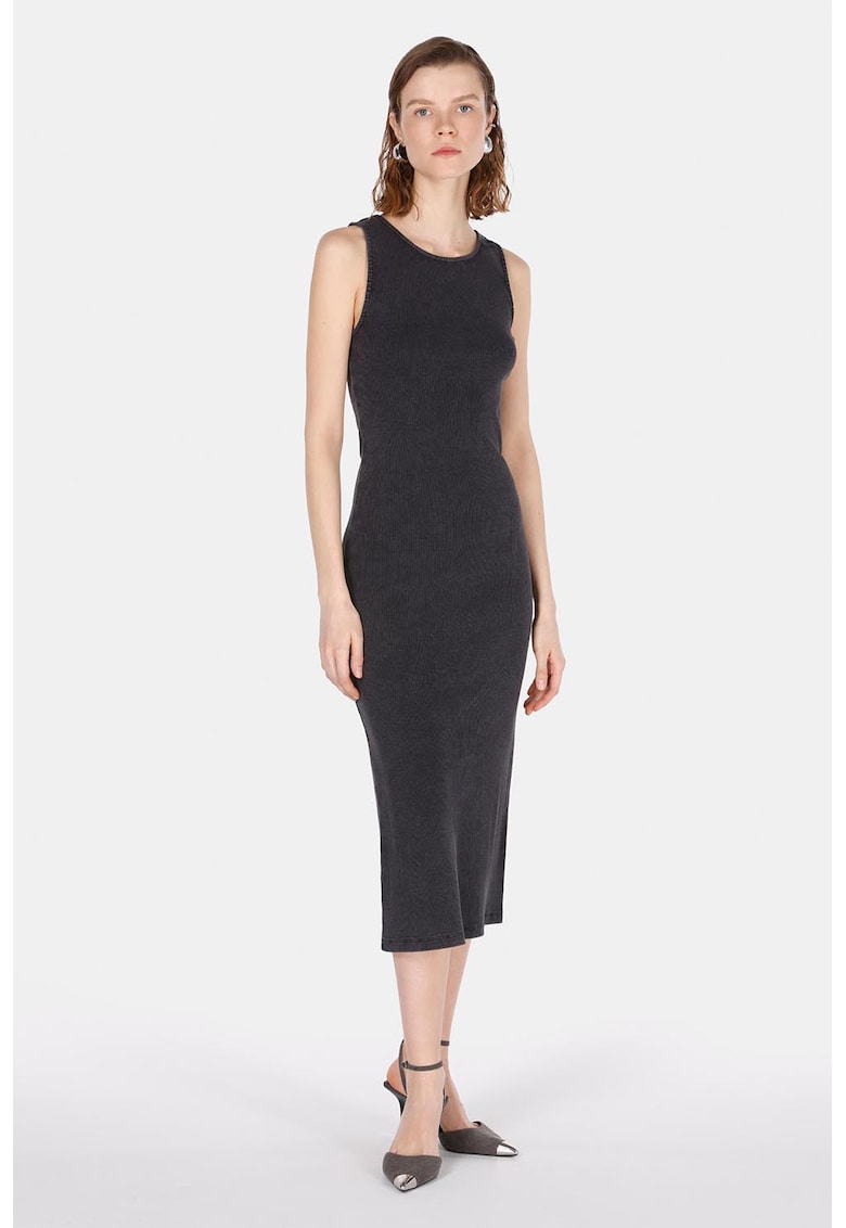Oferte la Rochie din denim cu slit pe spate - Gri antracit