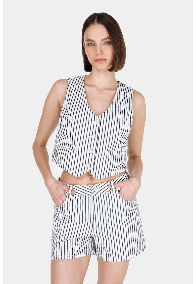 Oferte la Vesta cu nasturi si dungi - Alb/Bleumarin