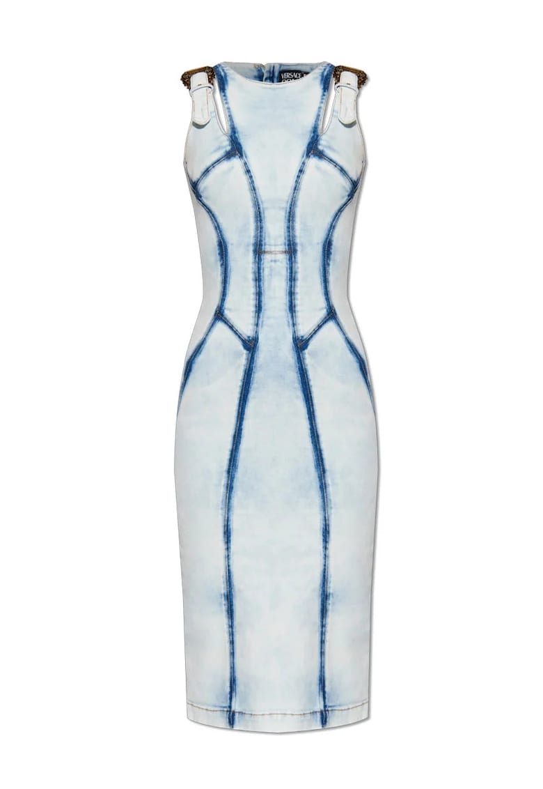 Oferte la Rochie midi cu închidere prin fermoar la spate - Albastru