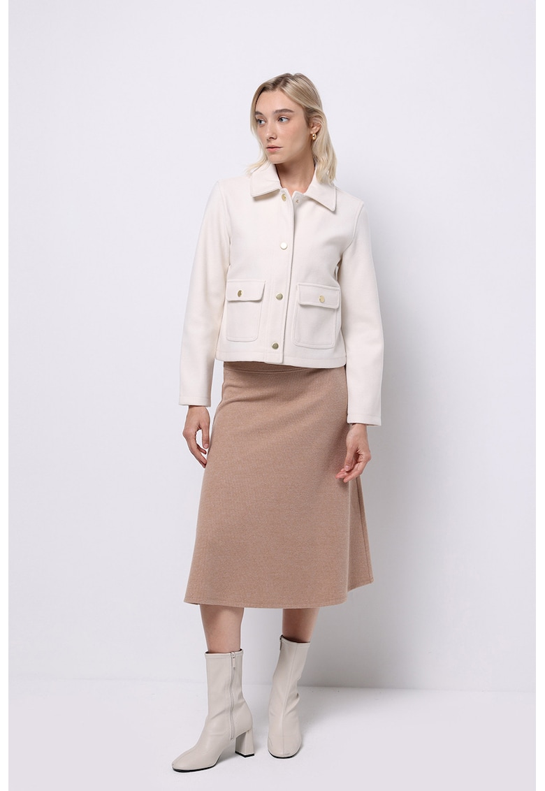 Oferte la Fusta midi cu talie inalta - Maro deschis