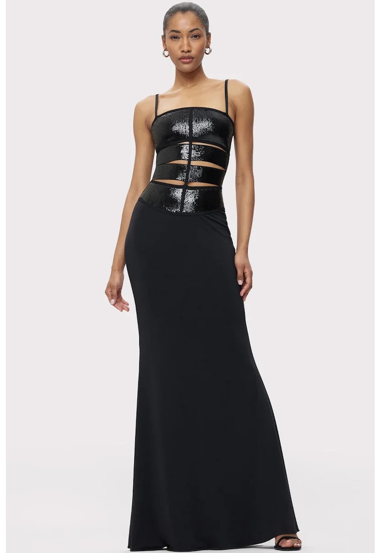 Oferte la Rochie lunga fara maneci cu decupaje frontale - Negru