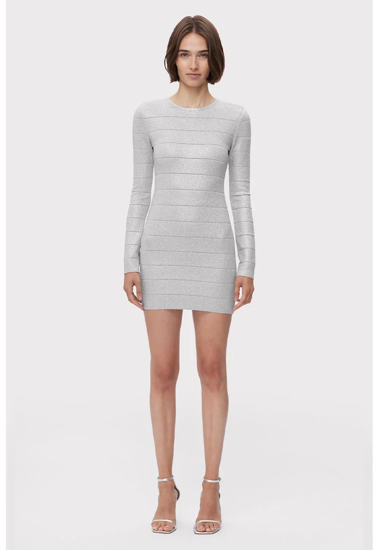 Oferte la Rochie mini cu decolteu rotund si inchidere cu fermoar - Argintiu