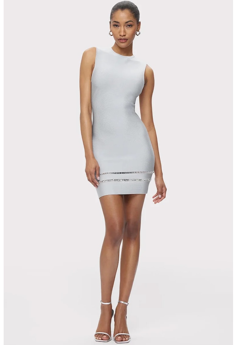 Oferte la Rochie mini fara maneci care accentueaza silueta - Gri