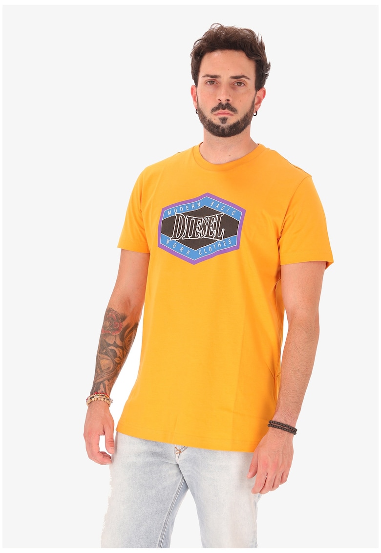 Tricou de bumbac cu imprimeu logo - Galben