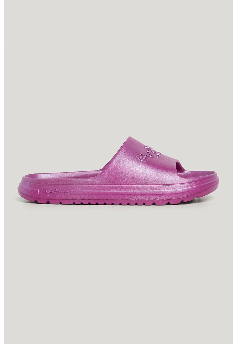 Oferte la Papuci cu logo in relief - Fucsia