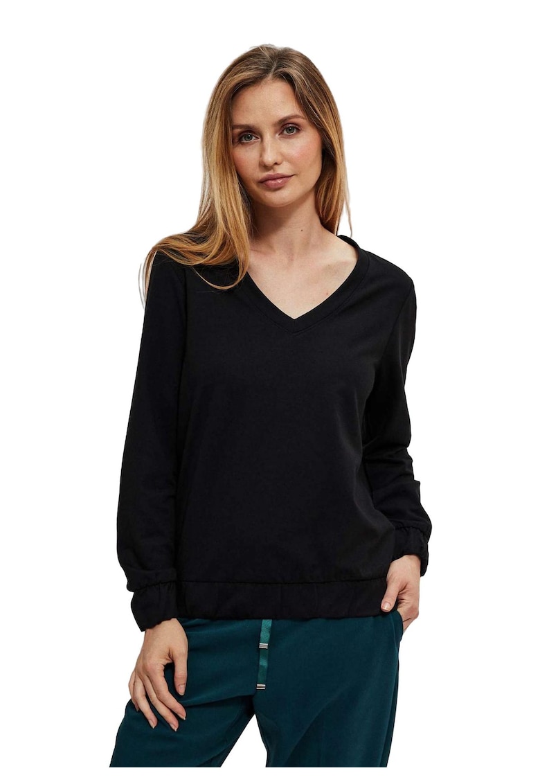 Oferte la Bluza neagra cu decolteu in V -  marime XS - 60% poliester - 37% bumbac