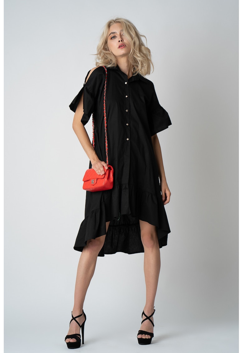 Oferte la Rochie camasa asimetrica - Negru