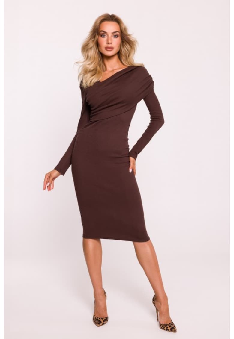Oferte la Rochie-creion cu drapaje si decolteu pe un umar -