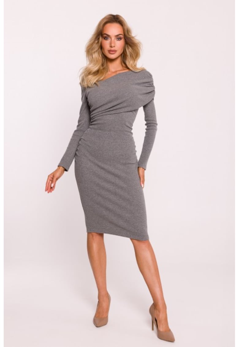Oferte la Rochie-creion cu drapaje si decolteu pe un umar -