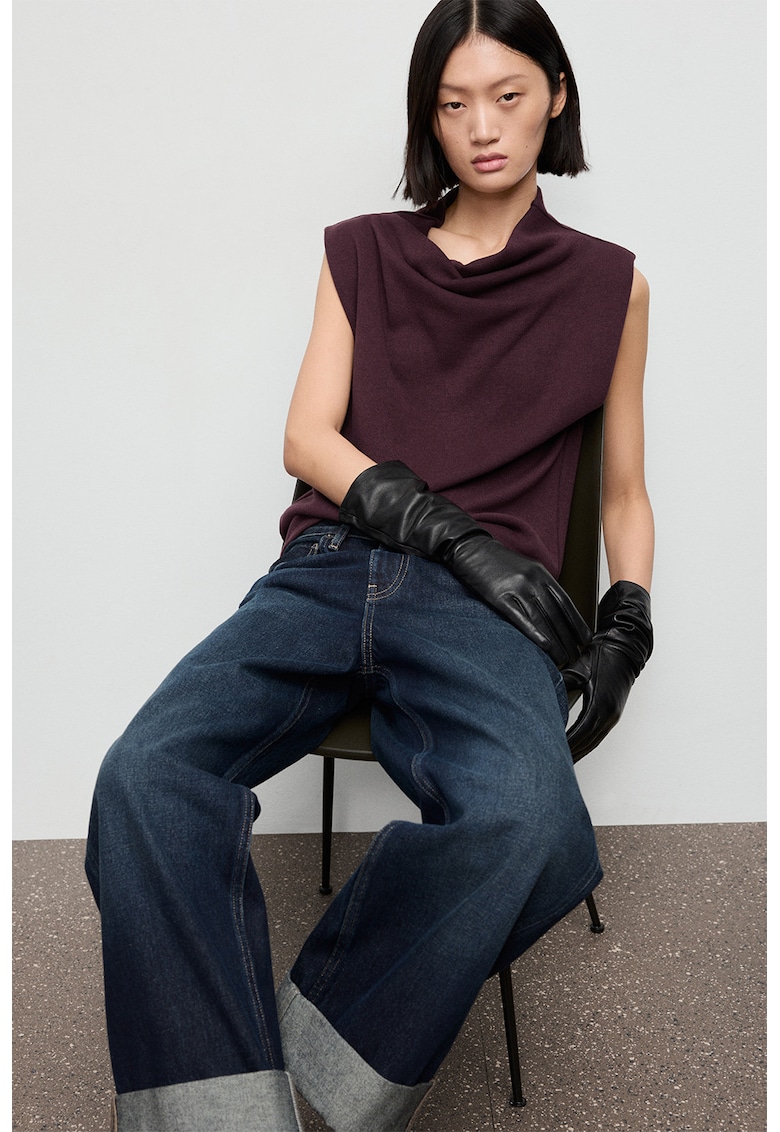 Oferte la Bluza cu decolteu drapat - Violet aubergine