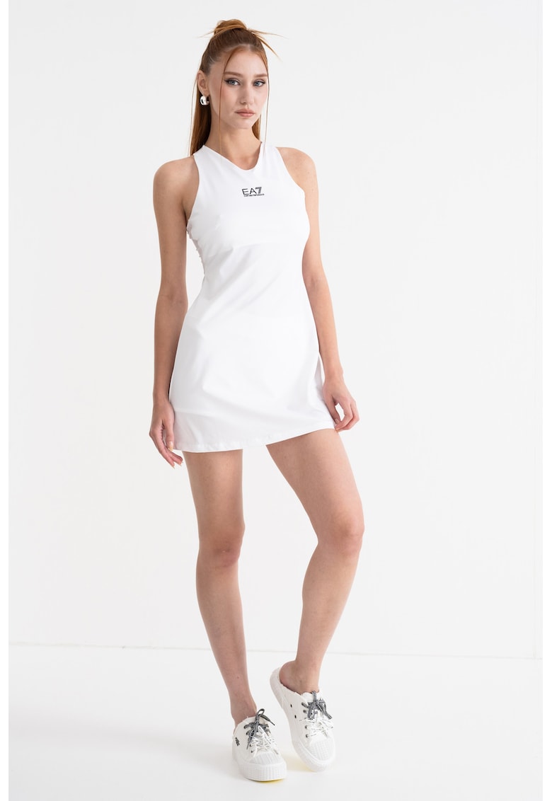 Oferte la Rochie mini cu decolteu in V si pantaloni scurti asortati Tennis - Alb