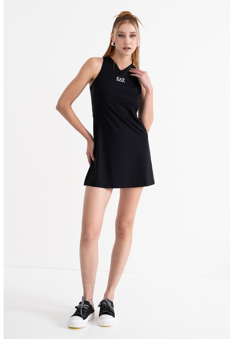 Oferte la Rochie mini cu decolteu in V si pantaloni scurti asortati Tennis - Negru