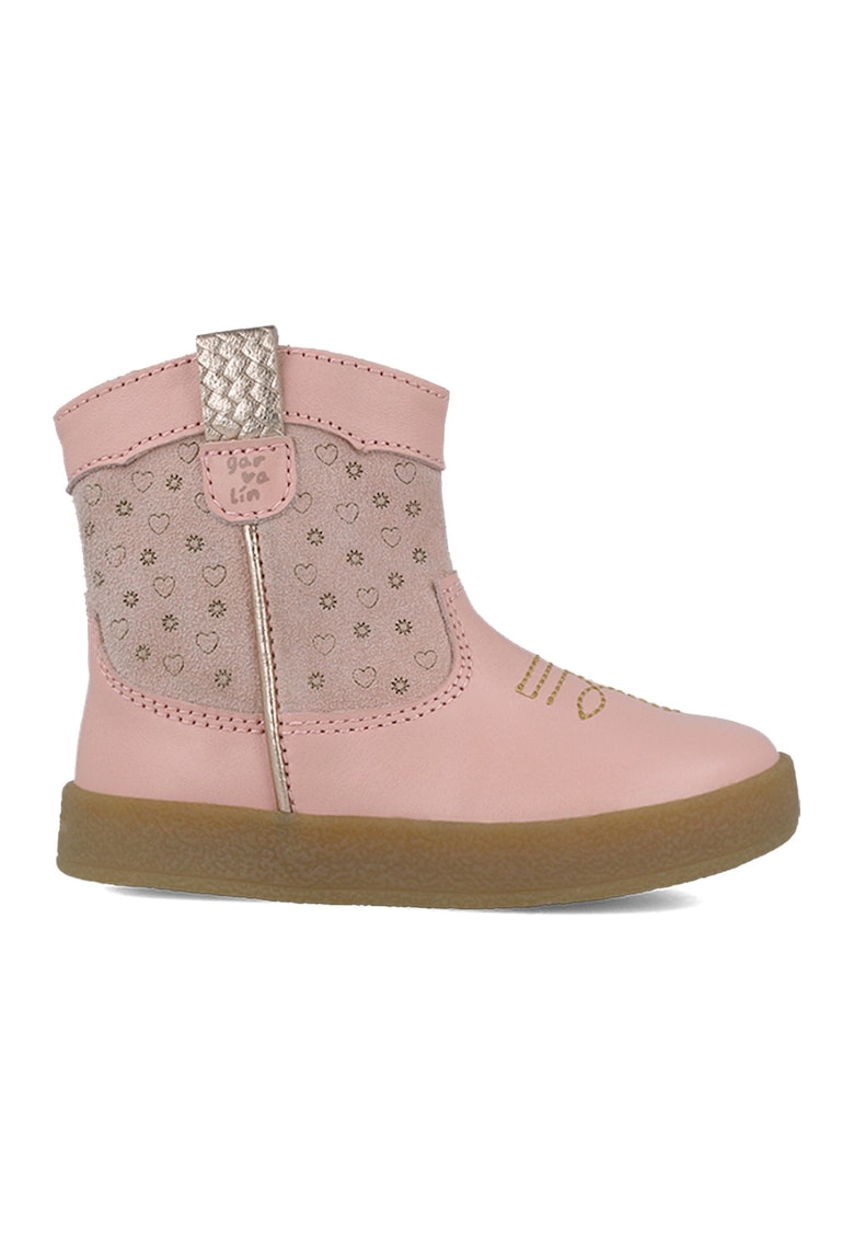 Oferte la Ghete de piele si material textil cu fermoar - Roz pal