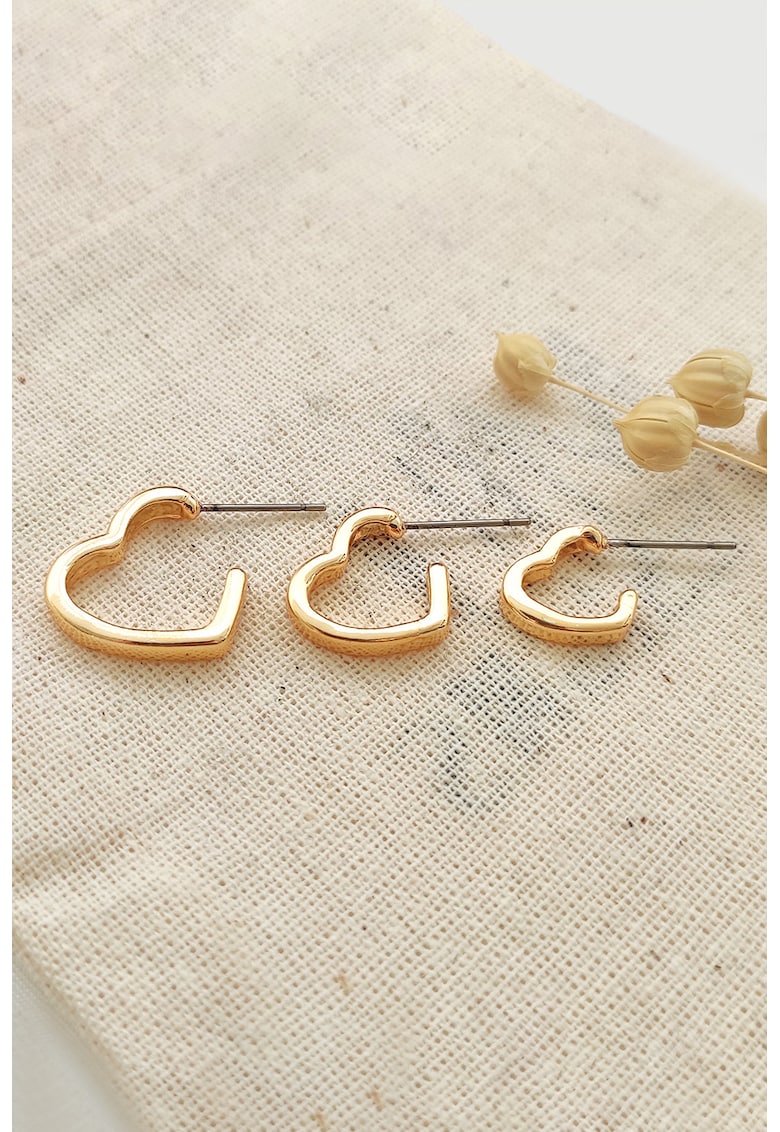 Oferte la Set de cercei cu inima - 3 piese - Auriu