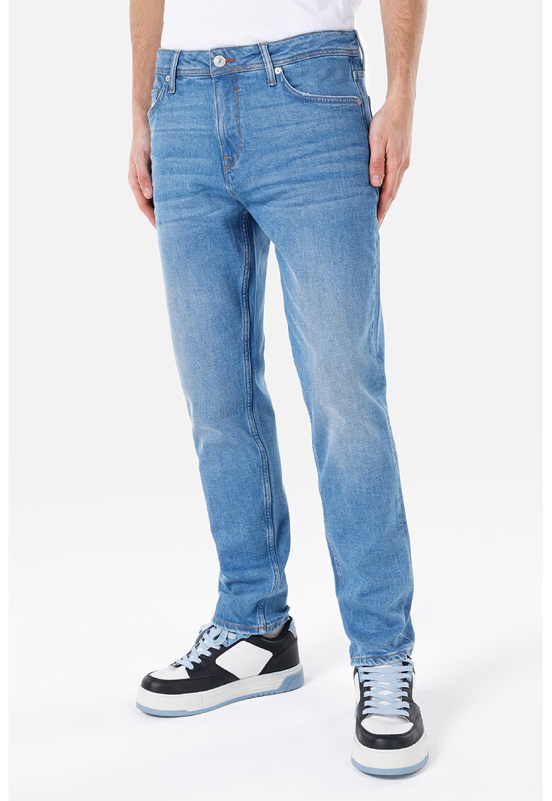 Blugi slim fit cu talie medie - Albastru deschis