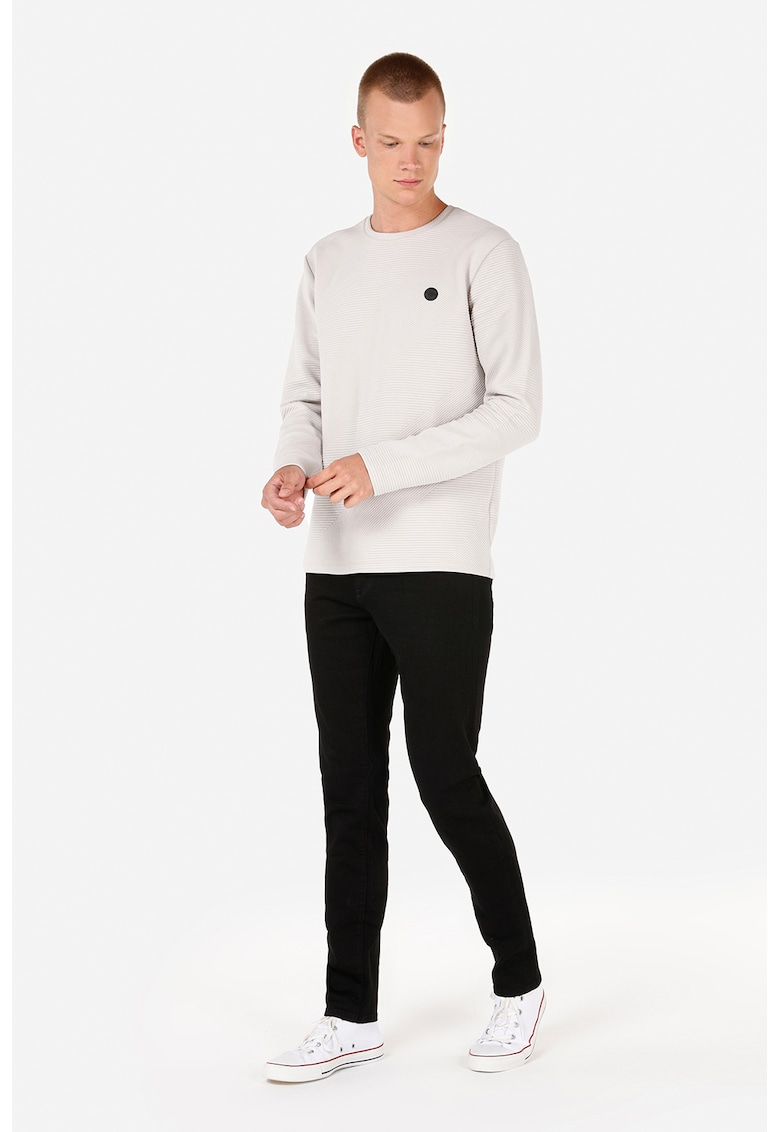 Oferte la Bluza texturata cu decolteu la baza gatului - Alb fildes