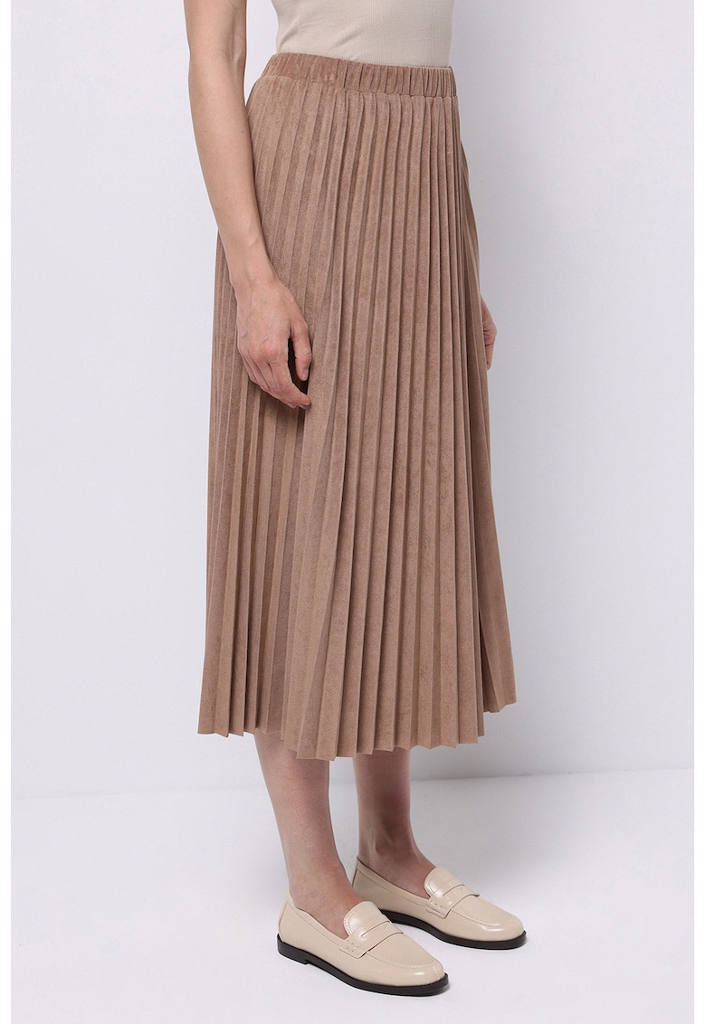 Oferte la Fusta midi cu pliuri - Maro deschis