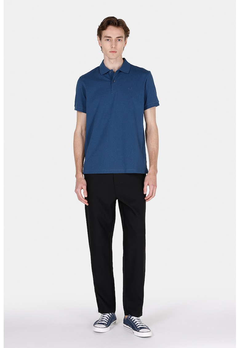 Tricou polo cu logo brodat - Bleumarin