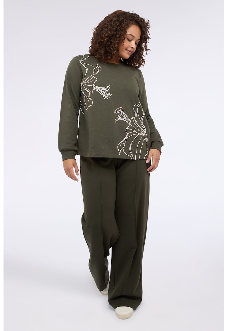 Oferte la Pantaloni de trening cu croiala ampla si snur - Kaki inchis