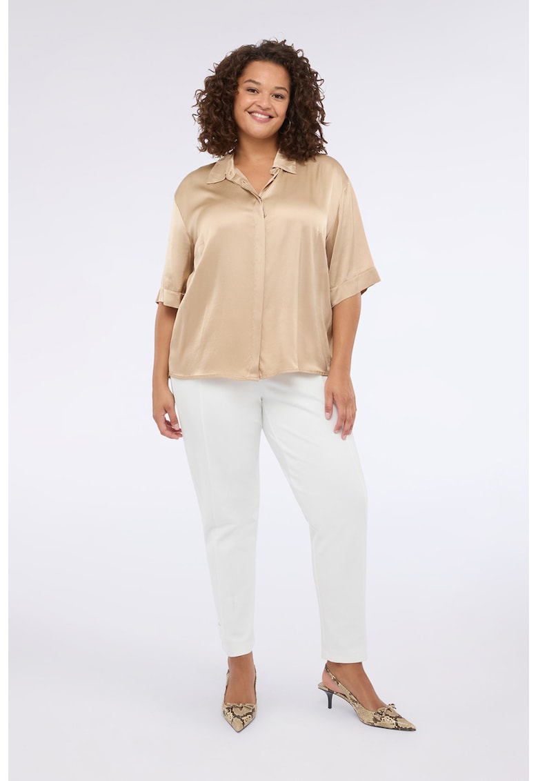 Oferte la Pantaloni conici cu talie inalta - Alb