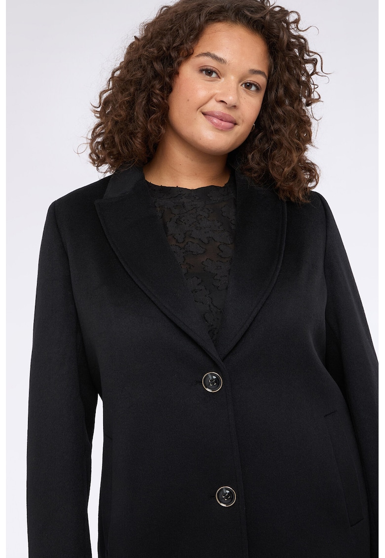 Oferte la Palton din amestec de lana cu nasturi - Negru