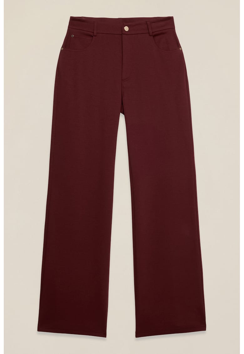 Oferte la Pantaloni din amestec de bumbac cu buzunare si croiala ampla - Visiniu