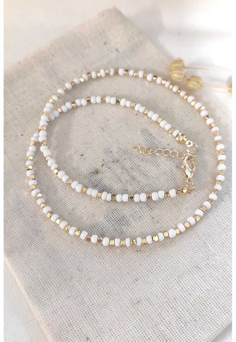 Oferte la Colier cu margele Miyuki - Auriu/Alb murdar