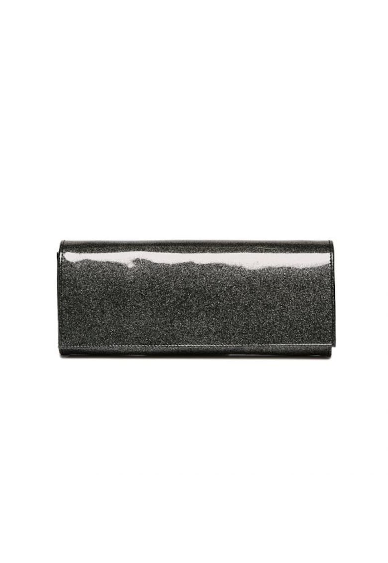 Oferte la Geanta dama piele -  Plic Rama - lac negru cu sclipici auriu - 30x4x13 cm
