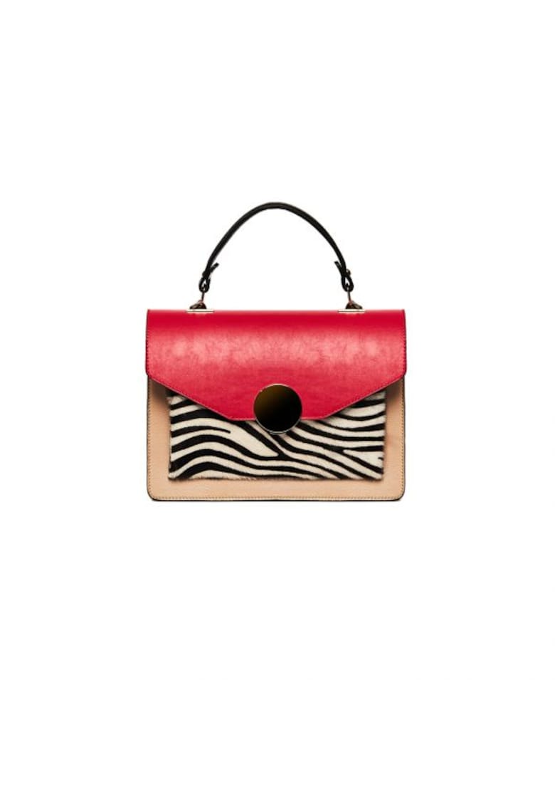 Geanta dama piele -  Ema - rosu capucino - 27x11x20 cm