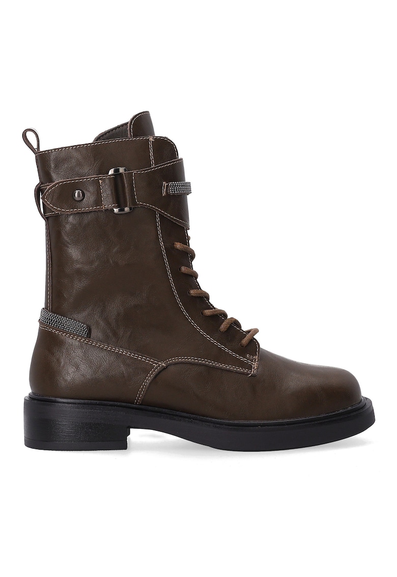 Oferte la Ghete din piele cu tesaturi contrastante - Verde