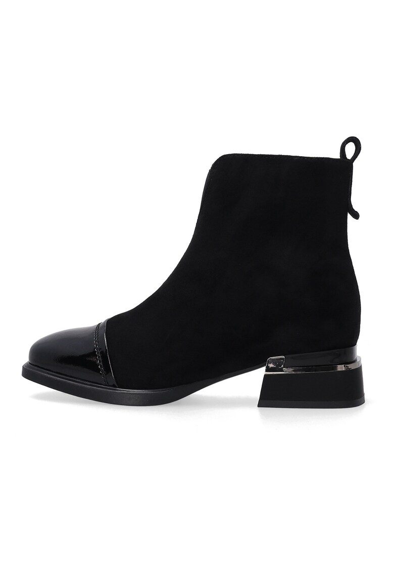 Oferte la Botine din piele intoarsa cu varful din piele lacuita