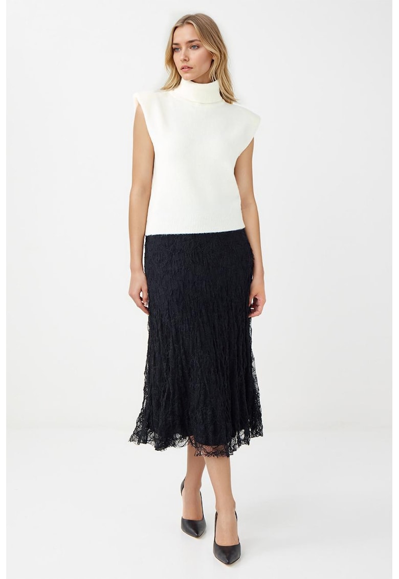 Oferte la Fusta midi cu dantela - Negru