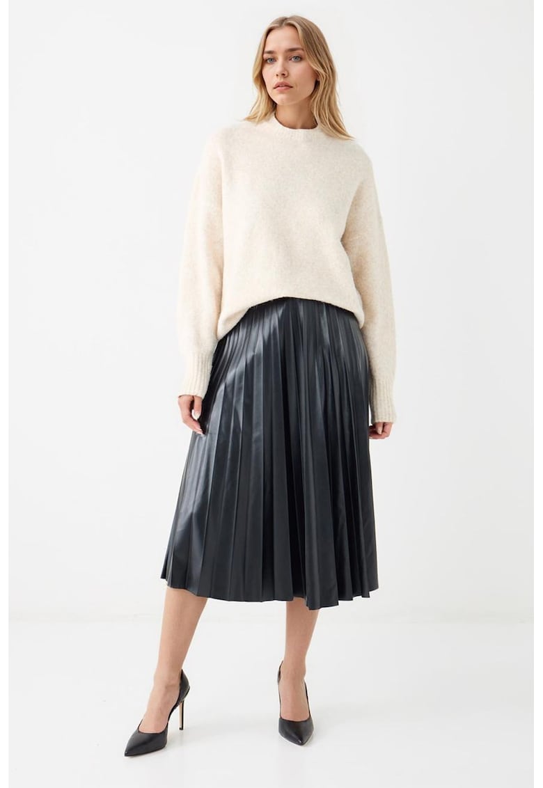 Oferte la Fusta midi cu croiala in A - Negru stins
