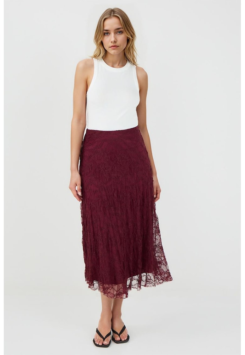 Oferte la Fusta midi cu dantela - Visiniu