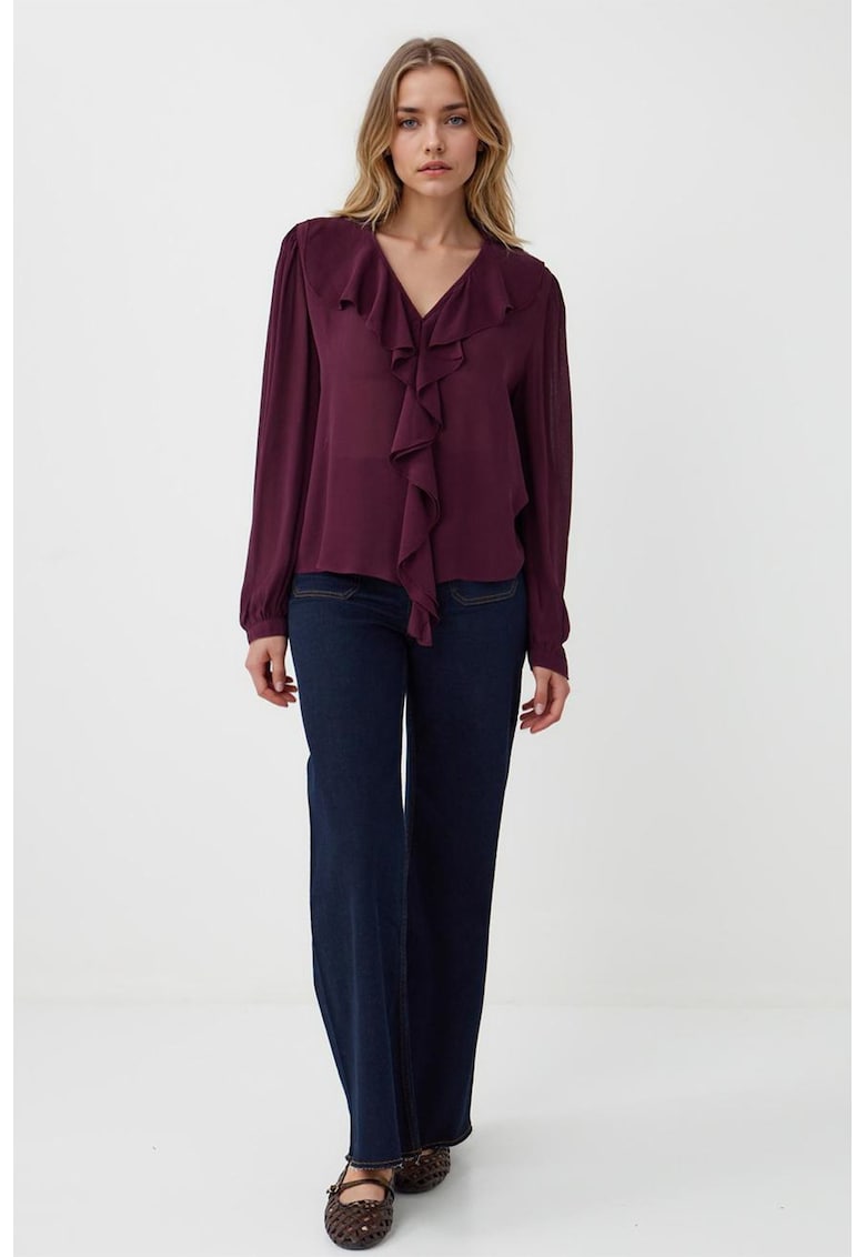 Oferte la Bluza cu decolteu in V si volane - Visiniu