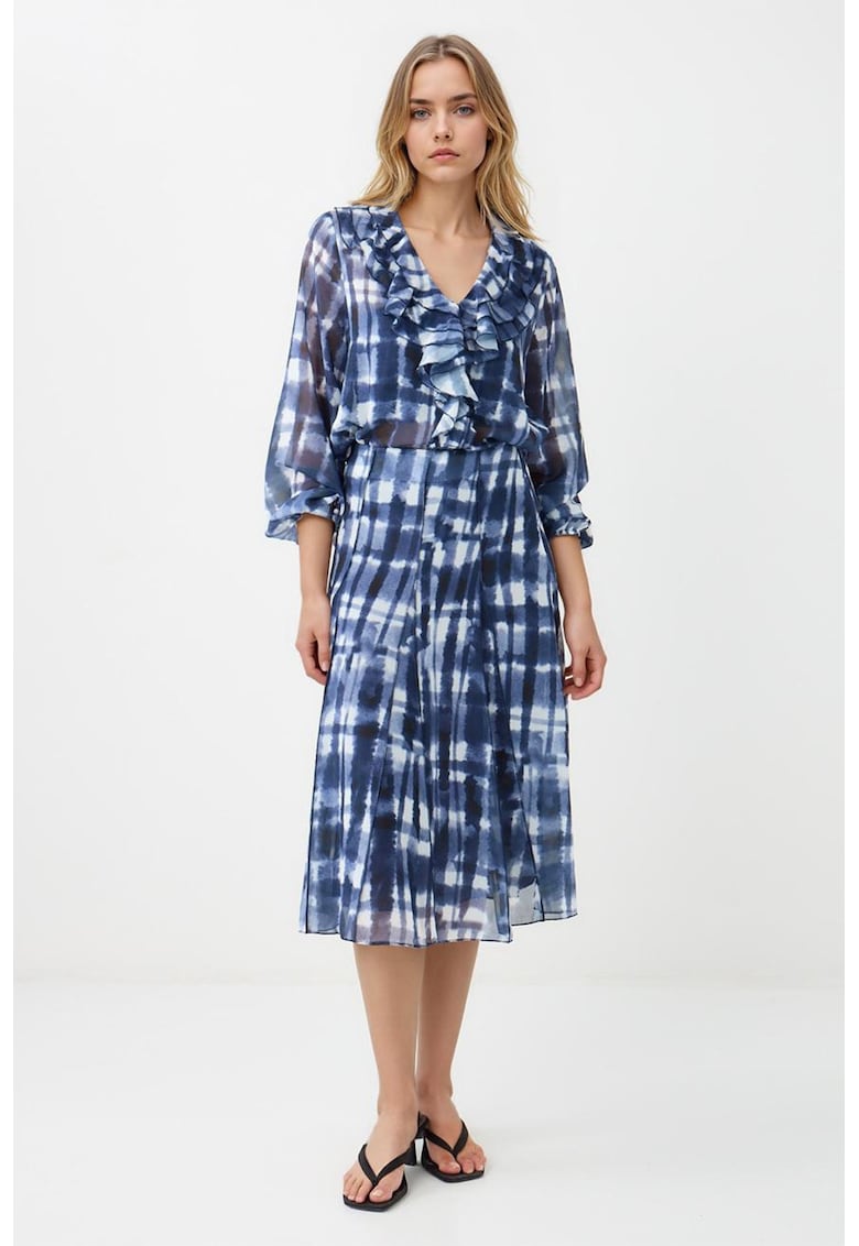 Oferte la Fusta midi cu model - Alb/Bleumarin