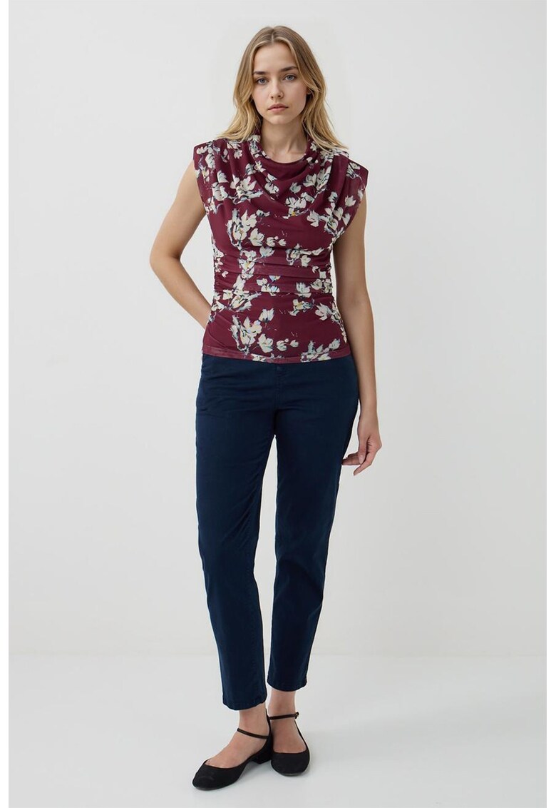 Oferte la Bluza cu imprimeu floral - Visiniu/Alb murdar