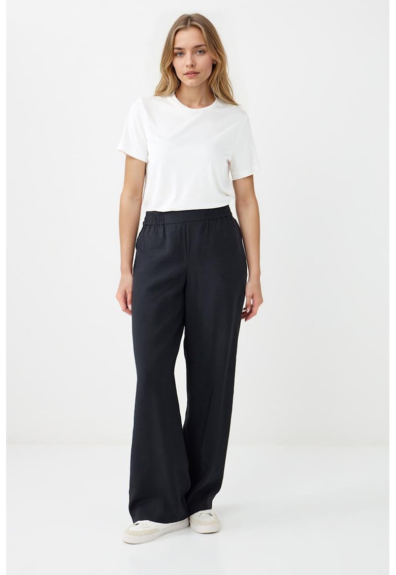 Oferte la Pantaloni din amestec de lyocell cu talie elastica - Negru