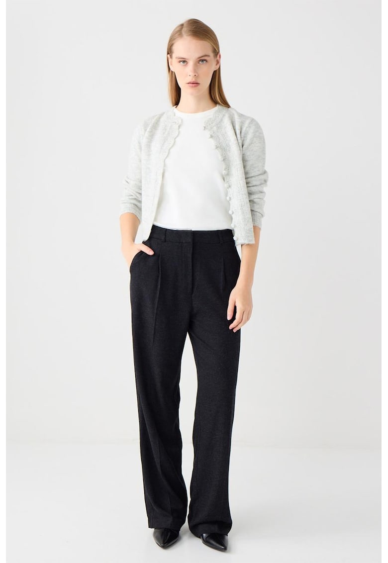 Oferte la Pantaloni cu croiala ampla si buzunare laterale - Gri antracit
