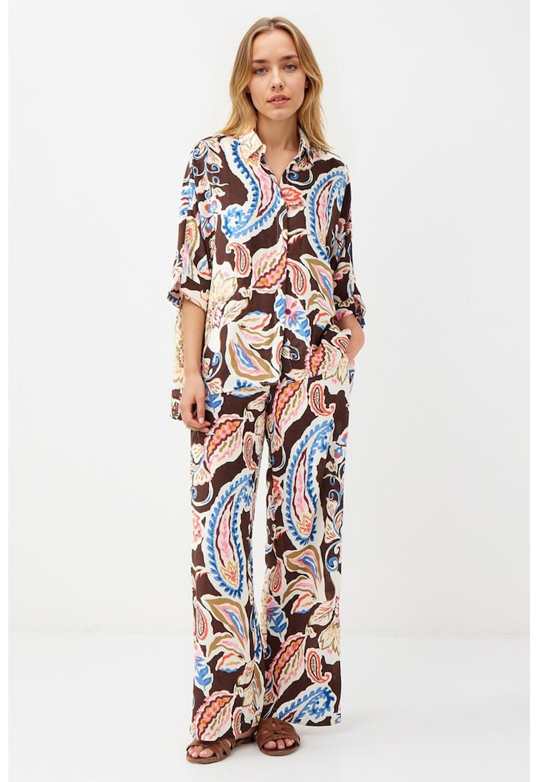 Oferte la Pantaloni cu model paisley si croiala ampla - Multicolor